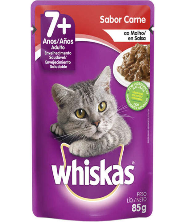 WHISKAS SACHE SENIOR CARNE AO MOLHO ADULTO 85 GR