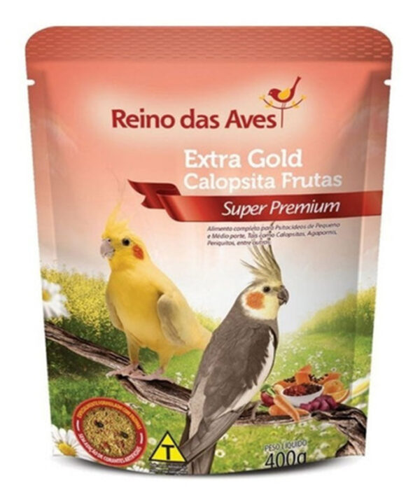 REINO DAS AVES EXTRA GOLD CALOPSITA FRUTAS 400 GR