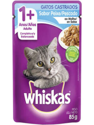 WHISKAS SACHE PEIXE AO MOLHO ADULTO CASTRADOS 85 GR