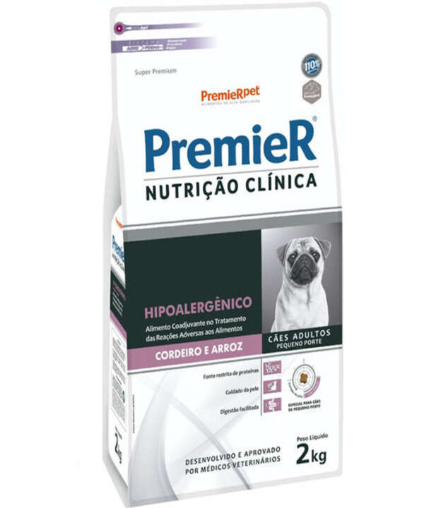 PREMIER HIPOALERGENICO CORDEIRO E ARROZ CAES PEQ.PORTE 2 KG