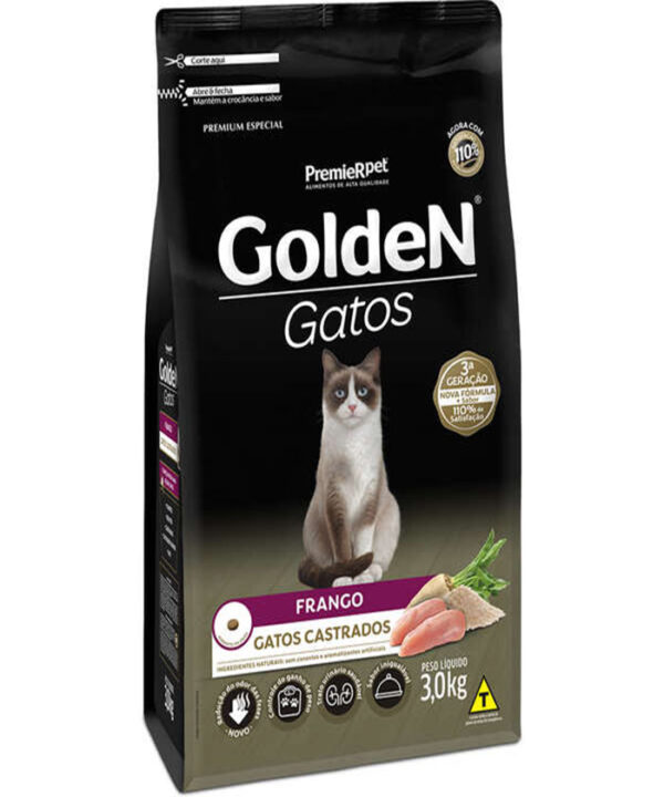 GOLDEN GATOS CASTRADOS FRANGO 3 KG