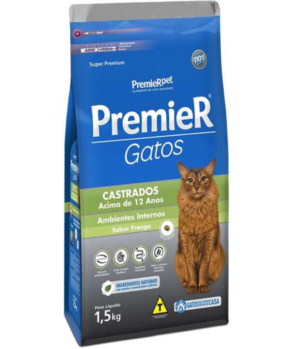 PREMIER GATOS CASTRADOS ACIMA DE 12 ANOS 1,5 KG
