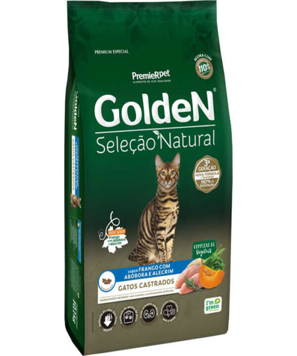 GOLDEN GATOS CASTRADOS SELEÇÃO NATURAL ABOBORA 3 KG
