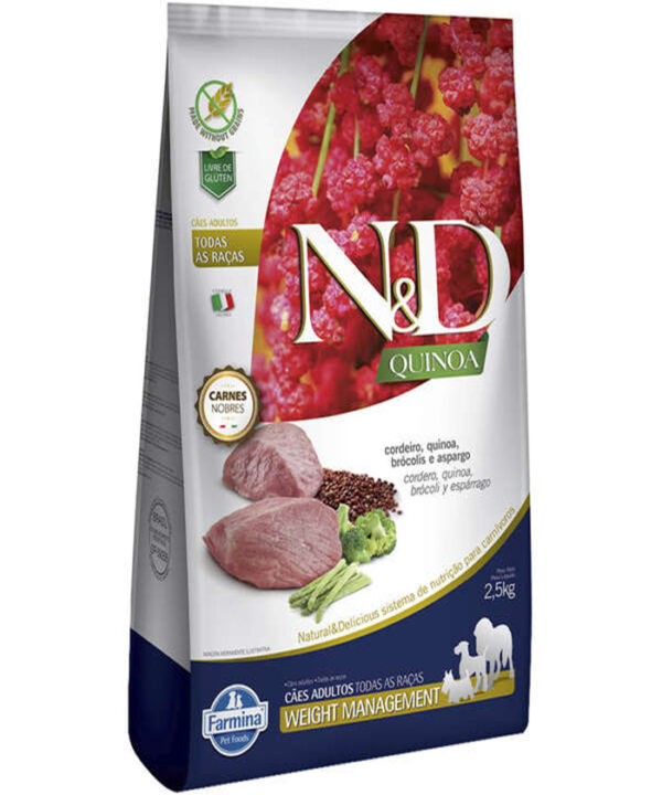 N&D QUINOA CANINE ADULT CONTROLE DE PESO CORDEIRO 2,5 KG