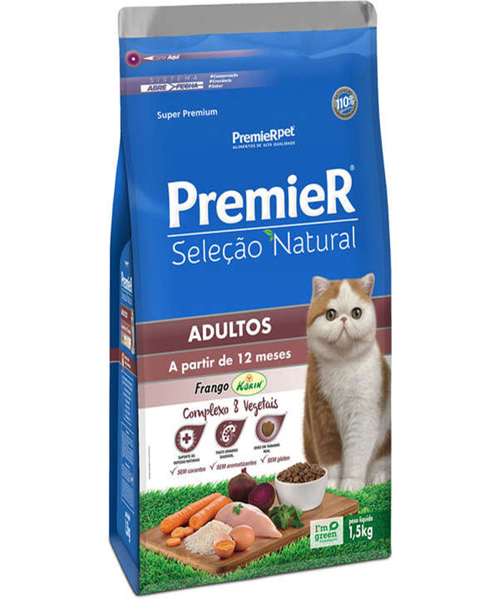 PREMIER GATOS ADULTOS SELEÇÃO NATURAL 1,5 KG