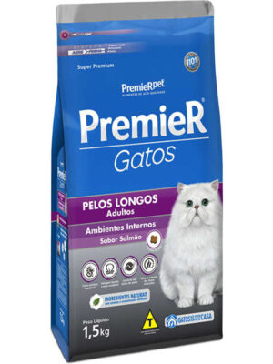 PREMIER GATOS ADULTOS PELOS LONGOS SALMÃO 1,5 KG
