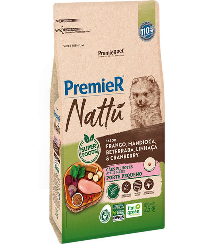 PREMIER NATTU CAES FILHOTES RAÇ PEQ MANDIOCA 2,5 KG
