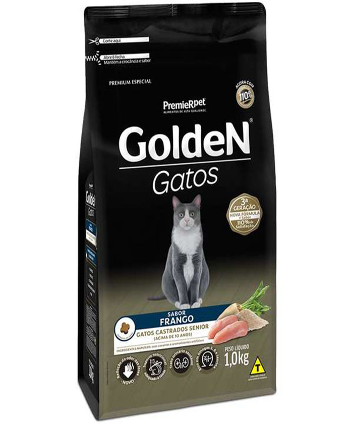 GOLDEN GATOS CASTRADOS FRANGO SENIOR 1 KG
