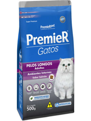 PREMIER GATOS ADULTOS PELOS LONGOS SALMAO 500 GR