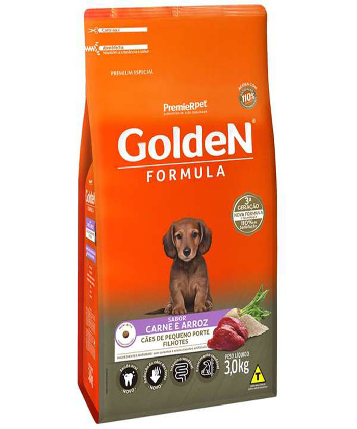 GOLDEN FILHOTE MINI BITS CARNE E ARROZ 3 KG