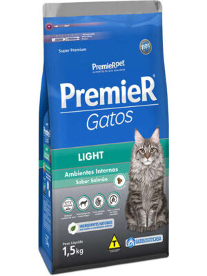 PREMIER GATOS ADULTOS LIGHT SALMÃO 1,5 KG