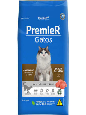 PREMIER GATOS CASTRADOS DE 6 MESES A 6 ANOS SALMÃO 1,5 KG