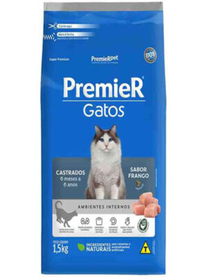 PREMIER GATOS CASTRADOS DE 6 MESES A 6 ANOS FRANGO 1,5 KG