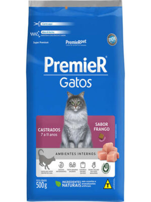 PREMIER GATOS CASTRADOS 7 A 11 ANOS FRANGO 500 GR
