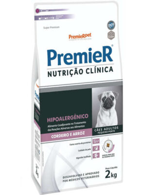 PREMIER HIPOALERGENICO CORDEIRO E ARROZ CAES PEQ.PORTE 2 KG