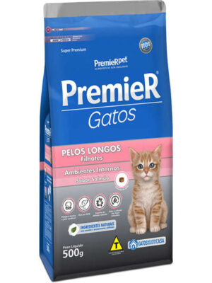 PREMIER GATOS FILHOTES PELOS LONGOS SALMÃO 500 GR