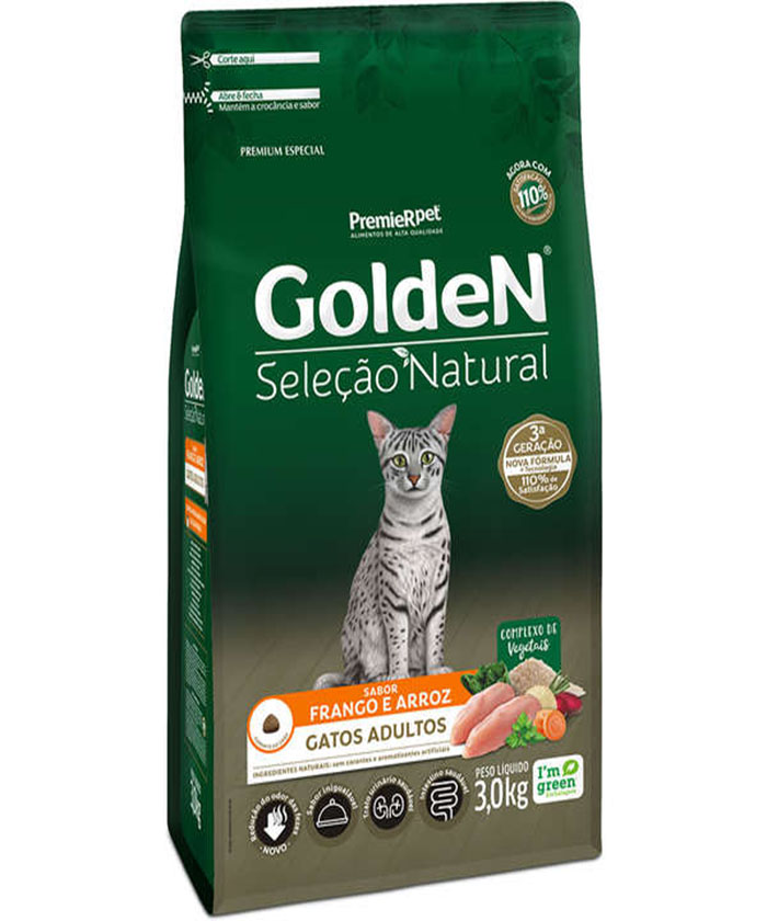 GOLDEN GATOS SELEÇÃO NATURAL ADULTO 3 KG