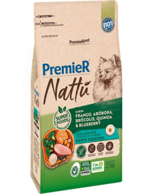 PREMIER NATTU CAES ADULT RAÇ PEQ ABOBORA 2,5 KG
